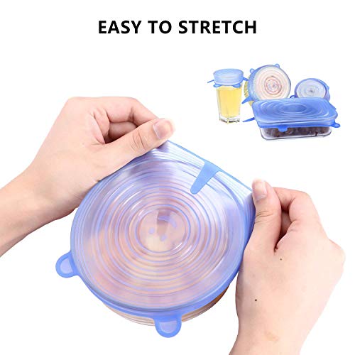 Silicone Stretch Lids -Tiaoyeer 12 Pcs Reusable Container Bowl Food Saver Covers Fit Various Shapes Sizes,Non-Stick Storage Covers for Keeping Food Fresh,Safe in Dishwasher, Microwave and Freezer - Thumbnail 7