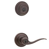Kwikset 991 Tustin Entry Lever and Single Cylinder Deadbolt Combo Pack featuring SmartKey in Venetian Bronze
