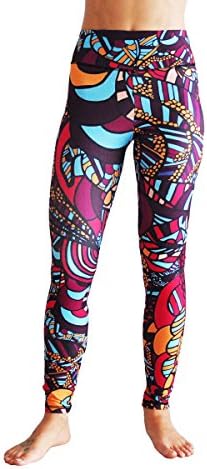 Monasita Womens High Waisted Slimming Active Leggings For Gym, Yoga, Water Sports, Surfing, Swimming (Small, Snake Fire)