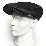 LETHMIK Flat Ivy Cap Genuine Leather Classic Newsboy Cap Cabbie Hat Driver