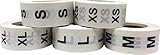 InStockLabels XS-XL Clothing Size Stickers 3/4 Inch 500 Per Size 2,500 Total Apparel Safe Adhesive Stickers, Clear With Black Lettering