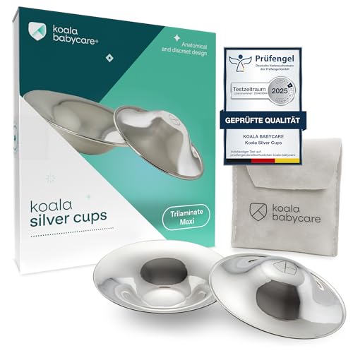 Koala Babycare Silberhütchen - 2 Stück - Stillhütchen Maxi-Größe Silber Für Maximale Resistenz - Brustwarzenschutz Für Empfindliche Und Schmerzende Brustwarzen