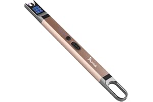 SUPRUS Candle Electric Arc Lighter Windproof Flameless USB Rechargeable Lighter with LED Light for Candle Camping BBQ Cooking (Champagne Gold)