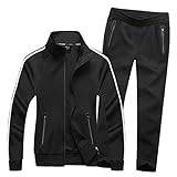 Sun Lorence Men's Athletic Full-Zip Stripe Jogging Tracksuit Casual Sport Sweat Suit