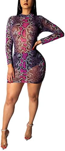 long sleeve snakeskin bodycon dress