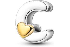 QIKAOLA S925 Sterling Silver Initial A-Z Letter Charms for Women Alphabet Charm Beads for Pandora&European Bracelets