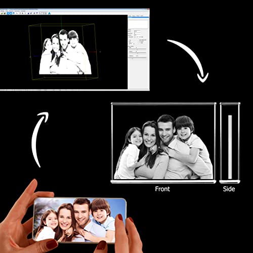 Roniatic Personalized Crystal Photo Customized Laser Engraved Crystals Glass Gfits for Birthday (Small(Landscape), Crystal Only)