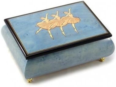Made in Italy Sorrento Inlaid Balerina Large Light Blue Music Box - Somewhere out there (Sankyo 18-notes)
