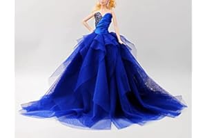 Cora Gu [Handmade Dress Fit for Doll Handmade Sapphire Blue Ball Gown/Princess Dress Fit for 12" Doll/ Something Blue Bride Wedding（Dolls' not Included