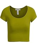 TL Women's Versatile Trendy Basic Fitted Short Sleeve Scoop Neck Solid Crop top