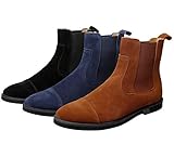 Santimon Mens Chelsea Boots Dress Leather Suede Comfortable Classic Simple Slip on