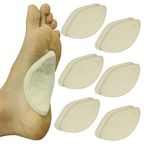 ViveSole Arch Support Pads (12 Pack) Adhesive Felt Foot Insert - Men Women - for Shoes, Sandals, Flip Flops, Boots, High Heels, Flat Feet, High Arches, Plantar Fasciitis, White, 6 Count (Pack of 1)