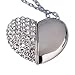 Shiny Crystal Heart Shape USB Flash Drive with Necklace(Clear)