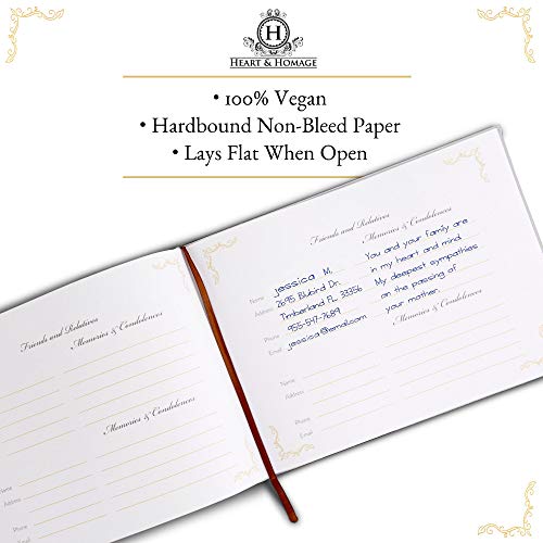 Heart & Homage Funeral and Memorial Guest Sign-in Book with Pen and Memory Table Sign, PU Leather Hardcover, Large - Beautiful, Celebration of Life Registration Books (White) - Thumbnail 4