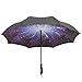 Repel Reverse Folding Umbrella with 2 Layered Teflon Canopy and Reinforced Fiberglass Ribs (Starry Night)