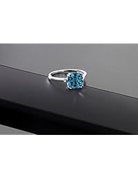 Gem Stone King - Anillo de compromiso de oro blanco de 10 quilates con topacio azul de Londres y diamante de 2,74 quilates (disponible en 5,6,7,8,9)