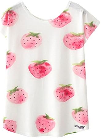 Women's Summer Causal Graphic Tropical Fruits Printed Drop Sleeve Loose Tee T Shirt Tops