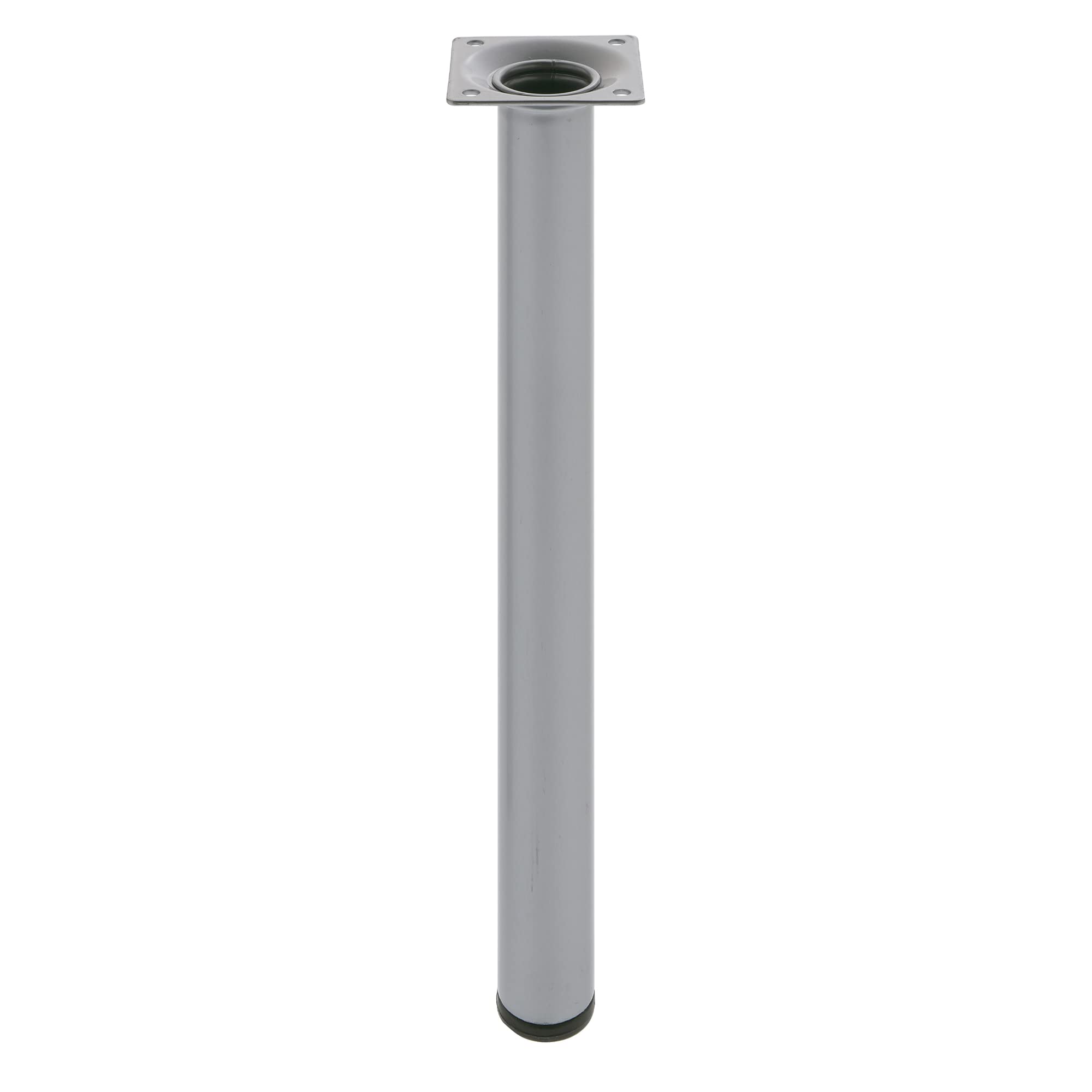 Amig - Round Furniture Leg - 30X500 cm - Steel - For Coffee Tables, Bedside Tables, Chests of Drawers... - Anti-Scratch Cap - Heavy-Duty - Silver - Fixings Included