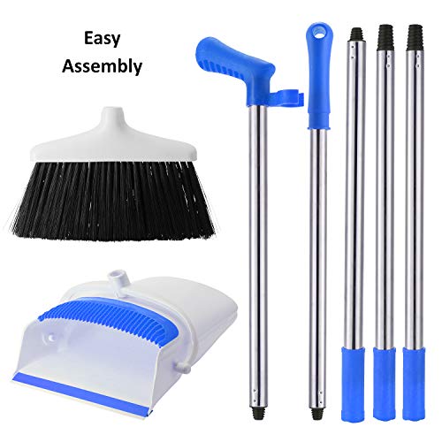 Broom and Dustpan Set - Strongest 30% Heavier Duty - Upright Standing Dust Pan with Extendable Broomstick for Easy Sweeping - Easy Assembly Great Use for Home, Office, Kitchen, Lobby Etc.- by Kray