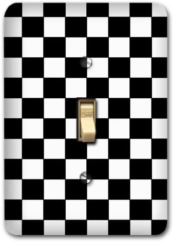 Checkered Flag Black White Metal Light Switch Plate Cover Home Decor 285