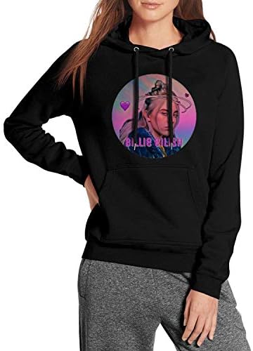 Womens Fleece Warm Long Sleeve Billie-Eilish- Sweatshirt Kangaroo Pocket Sweatshirt