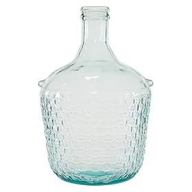 Deco 79 Recycled Glass Handmade Spanish Vase with Bubble Texture, 10" x 10" x 17", Blue 411bIImLstL
