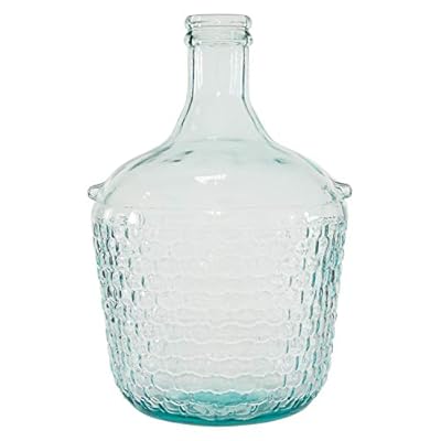 Deco 79 Recycled Glass Handmade Spanish Vase with Bubble Texture, 10" x 10" x 17", Blue 411bIImLstL