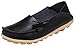 Serene Womens Black Leather Cowhide Casual Lace Up Flat Driving Shoes Boat Slip-On Loafers - Size 8