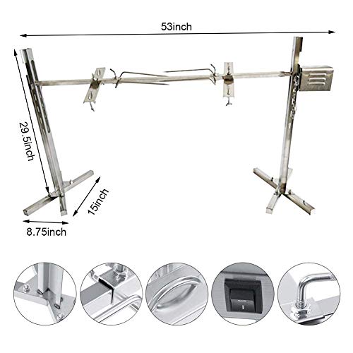 Rbay 40W BBQ Grill Rotisseries Kit, 60-90Lb Electric Grill Universal Rotisserie Kit for Pig Rotisserie Hog Lamb