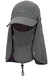 EPYA Men Safari Hat Sun Protection Wind Proof Cap w/Neck & Face Cover,Dark Grey