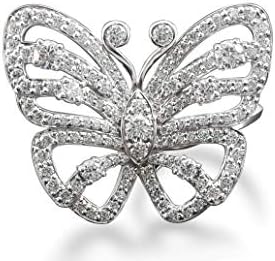 Adastra Jewelry 925 Sterling Silver White Round Cubic Zirconia Stone Mariah Carey Butterfly Fan Ring | Size 3 to 11 and half sizes