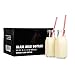 Glass Milk Bottles with Lids 11oz (12-Pack), Juice Bottles with Lids, Vintage Breakfast Shake Container, Vintage Drinking Bottles for Party, Glass Bottle with Straw and Lid for Kids, Milk Glass Set