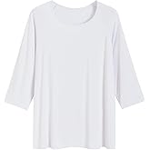 Latuza Women's Viscose Pajama Tops Crewneck 3/4 Sleeves Sleep Tee