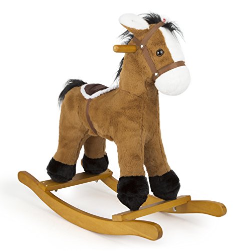 Small Foot 10617 Schaukelpferd aus kuschelweichem Stoff und Stabiler Holzkonstruktion sowie Haltegriffen für sicheres…