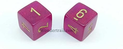 WCXPB0624E2 Magenta Borealis Dice with Gold Numbers D6 Aprox 16mm (5/8in) Pack of 2 Dice Chessex