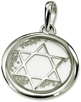Star of David Large 14k White Gold Loose Spheres in Crystal Pendant