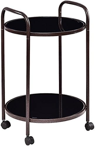 billionese Round Rolling Kitchen Trolley Serving Cart Dining Bar Storage Utility 2-Tier