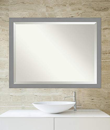 Amanti Art Vanity Bathroom Brushed Nickel Frame | Wall Mounted Mirror, Glass Size 40 x 30, 40x30 - Thumbnail 3