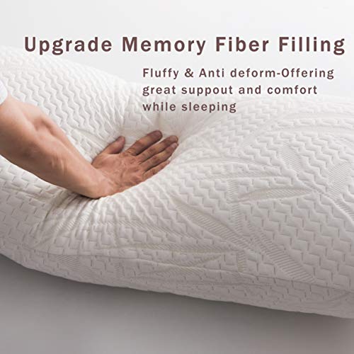 Ubauba Full Body Pillows for Adults Memory Fiber Long Pillow with Zipper Bamboo Pillow Cover, Soft Bed Pillows for Side Sleepers and Back Pain - 20 x 54 inch