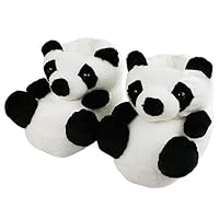 Komyufa Giant Panda Women Slippers Soft Cozy Animals Memory Foam Fleece Plush House Warm Indoor Shoes Gifts for Family Black