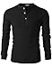 H2H Men's Shirt Long Sleeve Cotton Lightweight Henley T-Shirt Black US L/Asia XL (CMTTL045)