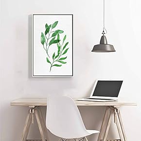 Framed Canvas Home Artwork Decoration Nordic Style Plants Canvas Wall Art for Living Room, Bedroom - 16x24 inches