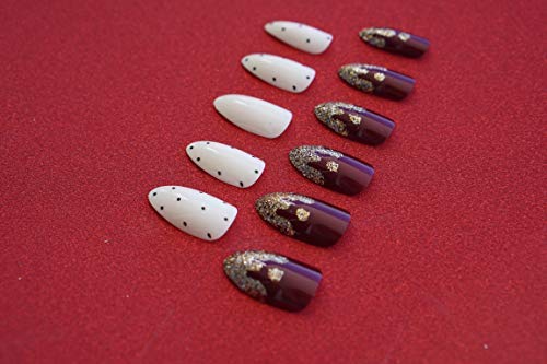 EDA LUXURY BEAUTY DARK RED BURGUNDY WHITE GOLD FRENCH GLAMOROUS DESIGN Press On Gel Glitter Artificial Tips Shiny Acrylic False Nails Extra Long Oval Round Almond Stiletto Super Fashion Fake Nails 3 EDA LUXURY BEAUTY DARK RED BURGUNDY WHITE GOLD FRENCH GLAMOROUS DESIGN Press On Gel Glitter Artificial Tips Shiny Acrylic False Nails Extra Long Oval Round Almond Stiletto Super Fashion Fake Nails