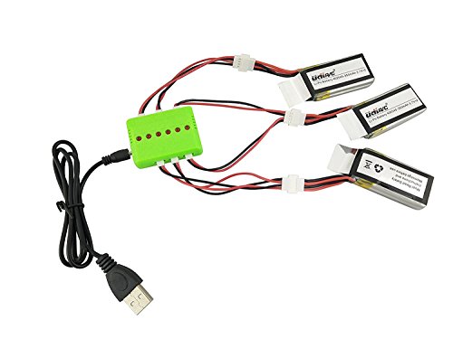 Fytoo Accessories 3PCS 3.7V 350mah Li battery +1pcs 3 in1 Balance charger + 3pcs conversion cable for UDI U818A WiFi FPV U845 U919 U919A U945A WiFi Rc Quadrotor spare parts RC Drone battery - Thumbnail 2