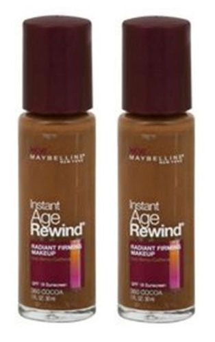 (2 Pack) Maybelline New York Instant Age Rewind Radiant Firming Makeup, Cocoa 360, 1 Fluid Ounce