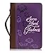 Office Werks Purple Stylish Bible Cover - Psalm 100:2 - Premium Leather Bible Case - Large Size Fits up to 10.5 x 7.5 x 2.25 Inches - Perfect Gift for Women