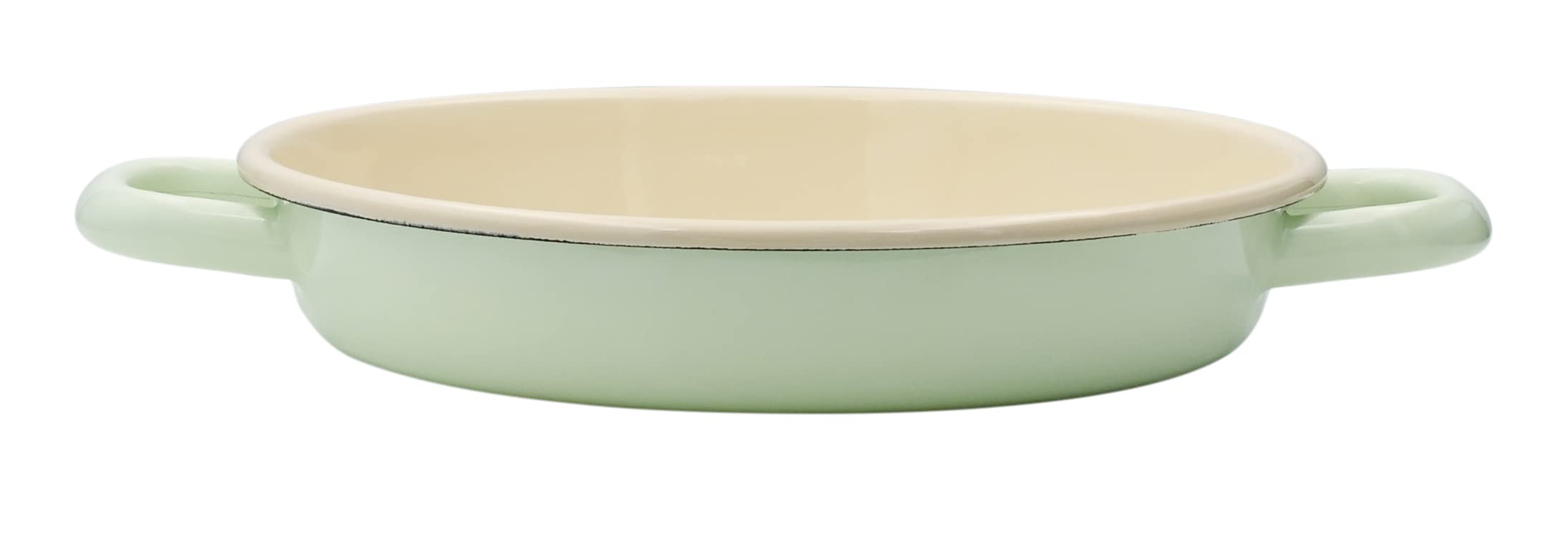 Riess, 0409-006 Classic Enamel Egg and Serving Pan, Green, 22 cm Diameter, 4.3 cm High