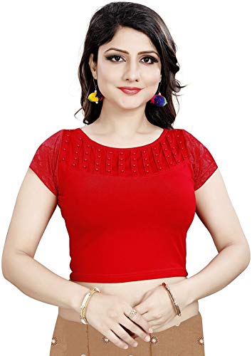 Women's Cotton Full Stitched Stretchable Blouse (XX-Large, Red)