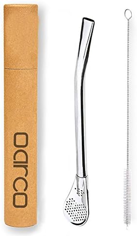 Yerba Mate Bombilla Gourd Drinking Filter Straws Stirrer Food-Grade 18/8 Stainless Steel - Set of 1 with Cleaning Brush - 6.1" Long (2Bombilla-Silver)