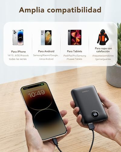 20000mAh Batería Externa Power Bank, Carga Rápida 22.5W QC3.0,